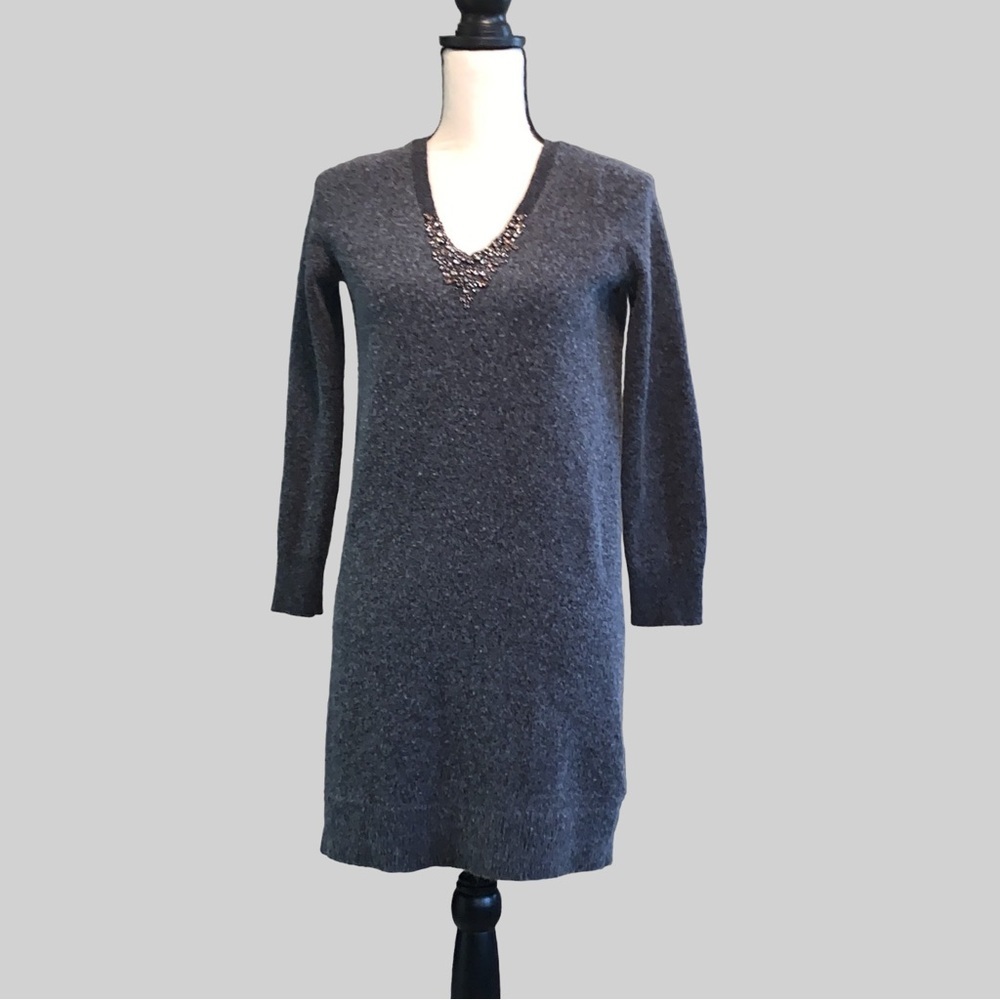 White Label The White Company Women Gray Cashmere Wool Dress Sz 12 UK/6-8 US